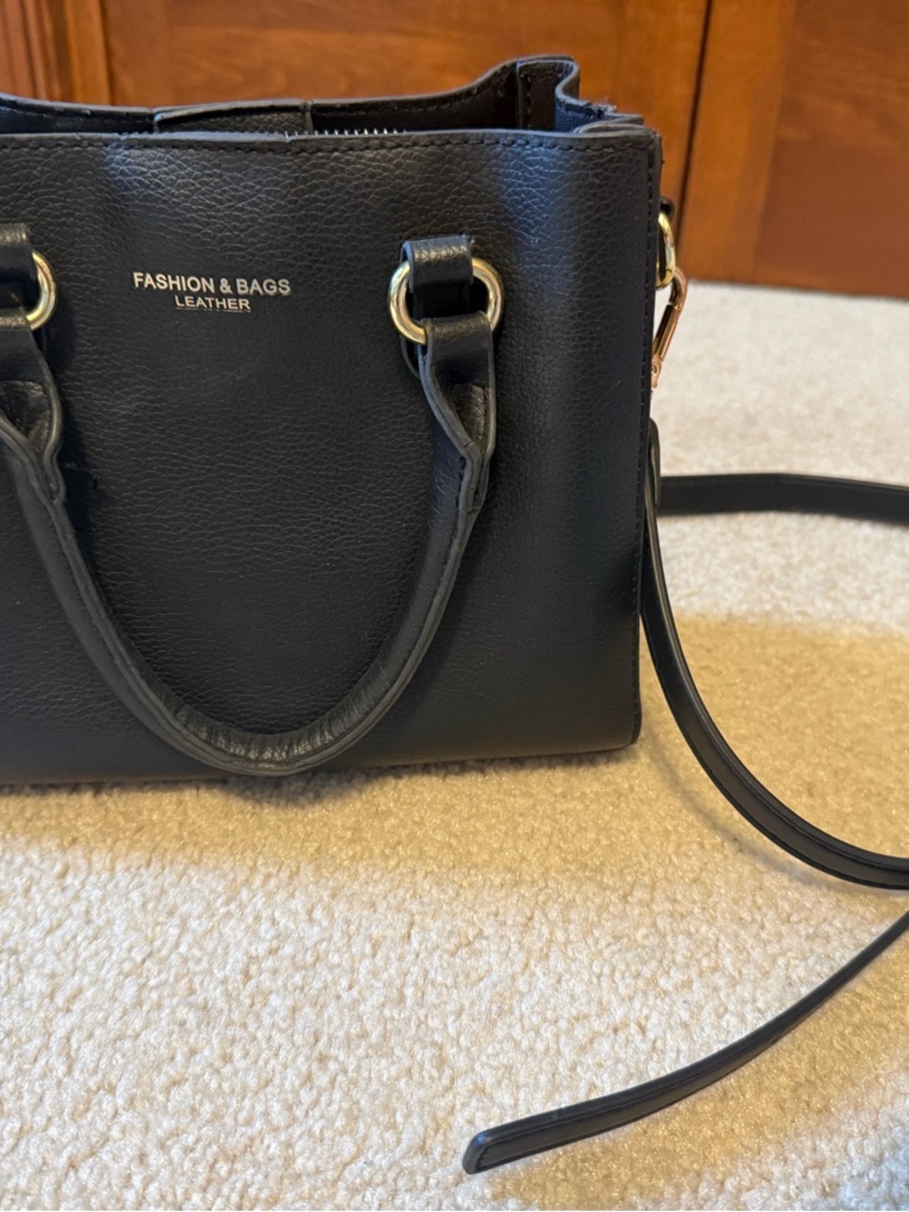 Amazon Black Satchel with Gold Hardware
